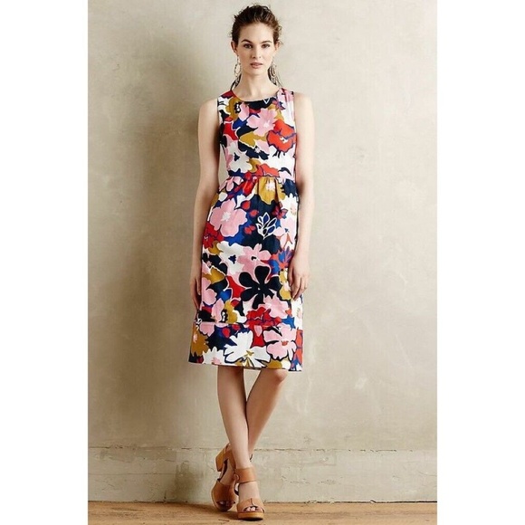 Anthropologie Dresses & Skirts - Anthropologie WHIT TWO Floral Petal Print Cross Back Dress Retro Mod ~ Size 6